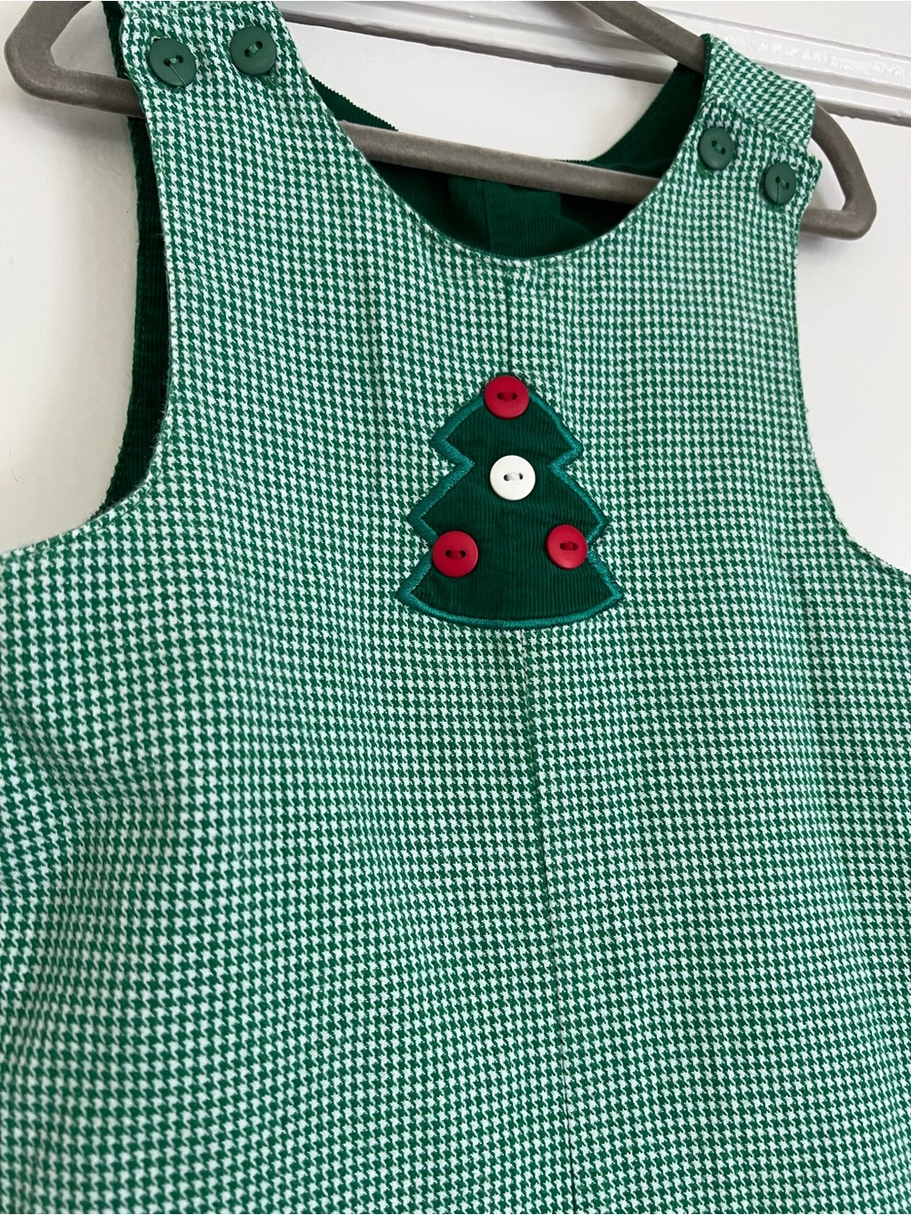 Vintage Reversible Christmas Tree Appliqué Overalls Jon Jon corduroy 24 months - Picture 3 of 5